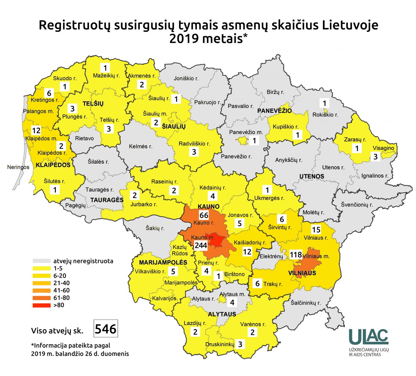 Tymų žemėlapis Lietuvoje